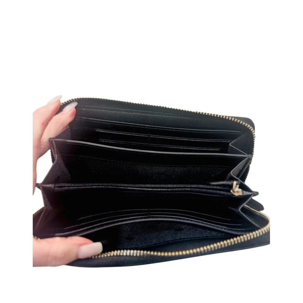 Kate Spade New York Black Leather Zip Around Wallet Card Holder‎